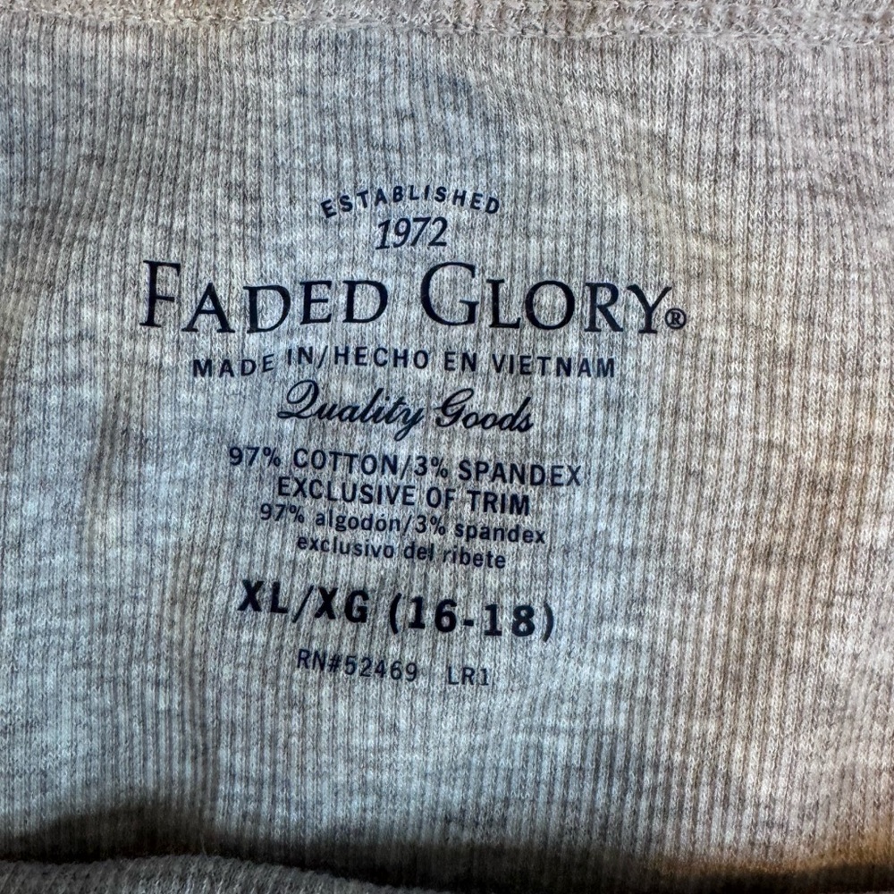 Faded Glory Gray Ribbed Lace Trim Cami Tank Top XL Stretch Cotton - Picture 9 of 9